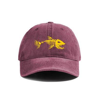 Fishbone Baseball Cap Summer Distressed Dad Hats