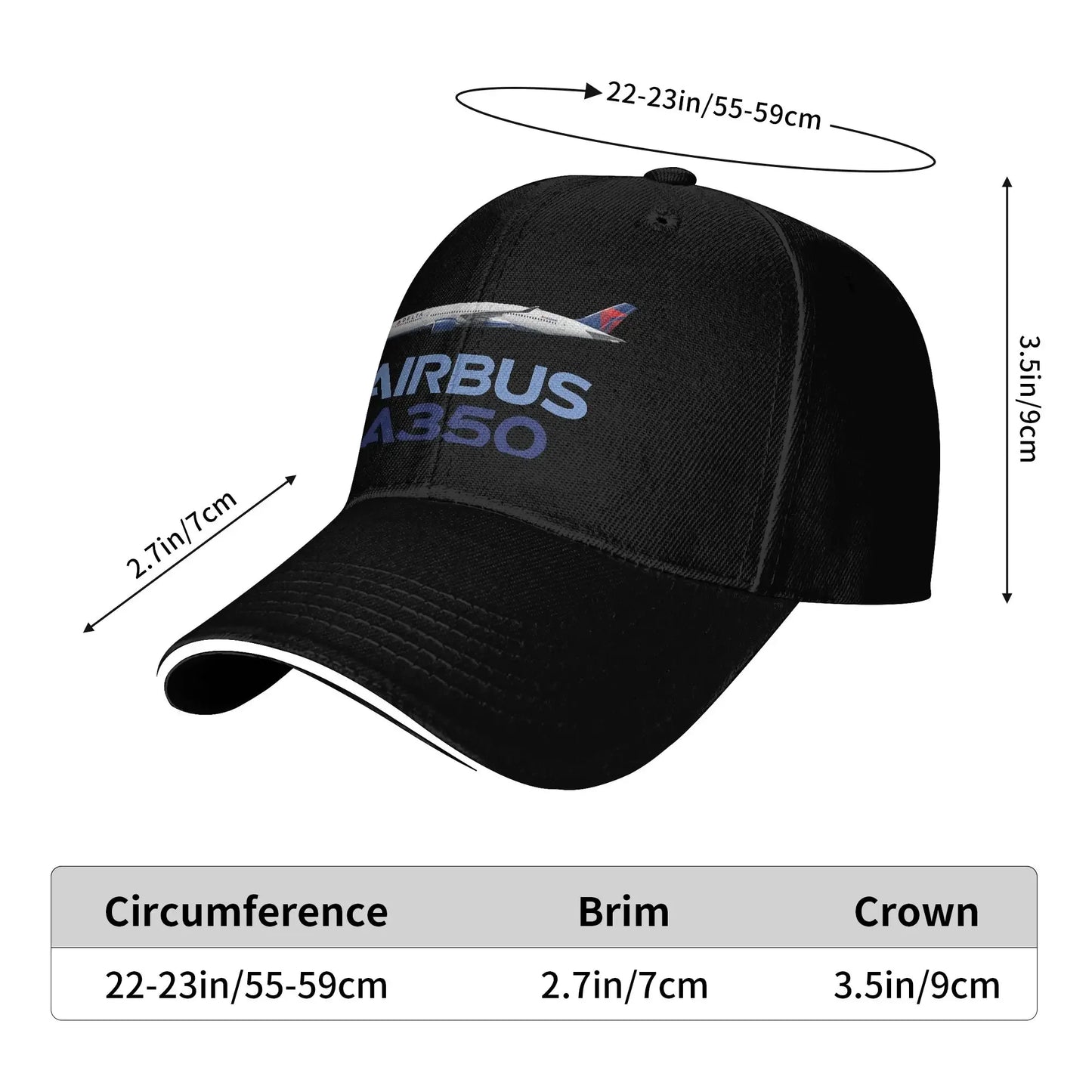 Airbus A350 Airplane Retro Print Baseball Cap