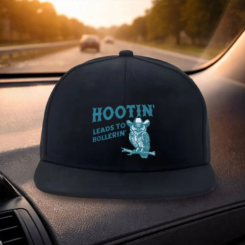 Owl Print Flat Brim Snapback Cap