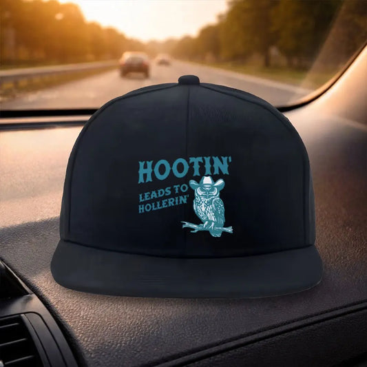 Owl Print Flat Brim Snapback Cap