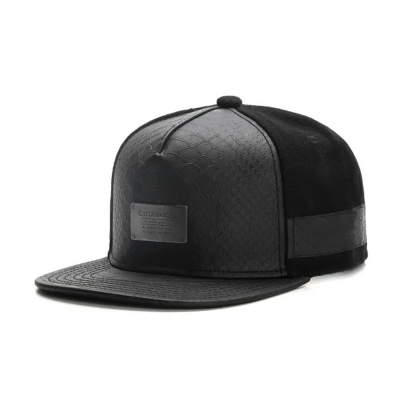 Metal Leather Patch Unisex Casual Snapback Cap