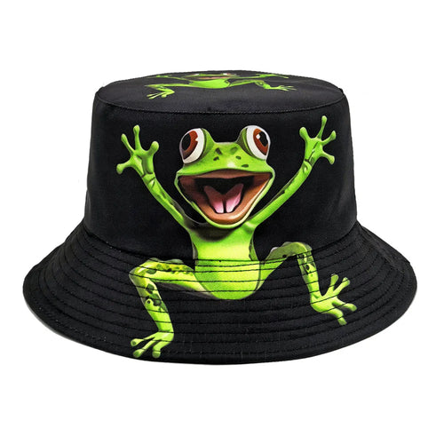 Funny Cartoon Frog Pattern Panama Hats Summer Sunscreen