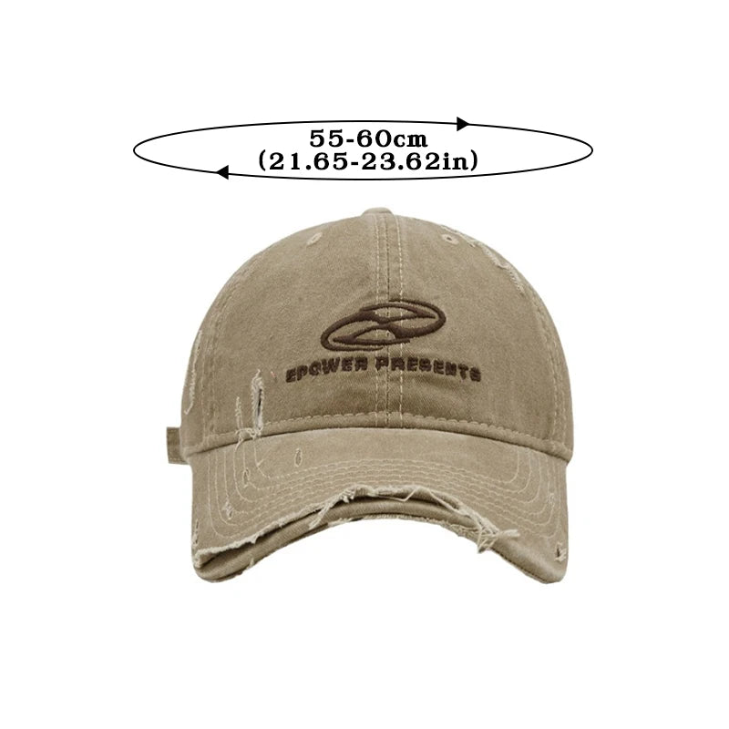 Vintage Hole Baseball Caps Man Streetwear Fashion Print Adjustable