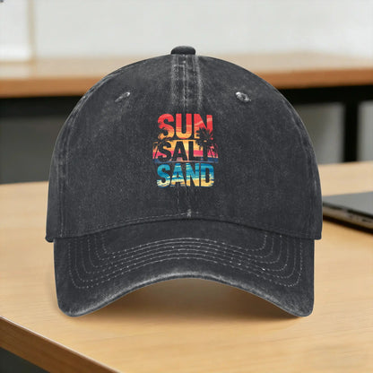 Sun Salt Sand Tropical Beach Vacation Baseball Cap