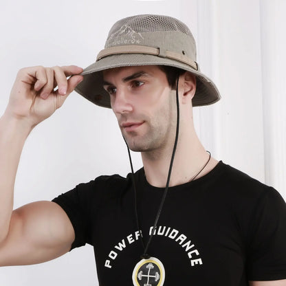 Breathable Mesh Wide Brim UV Protection Bucket Hat