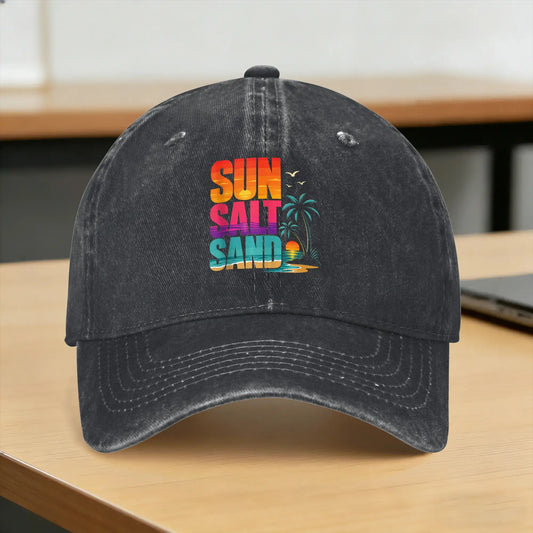 Sun Salt Sand Tropical Beach Vacation Baseball Cap