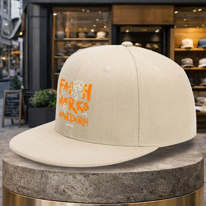 Faith Works Cross Print Snapback Cap