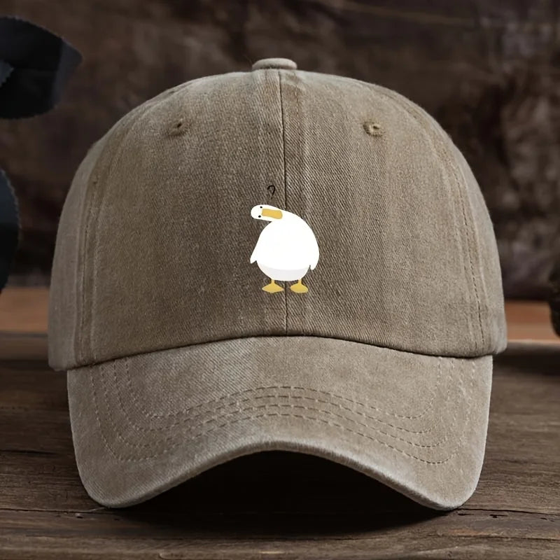 Cute Duck Print Baseball Cap With Adjustable Snap