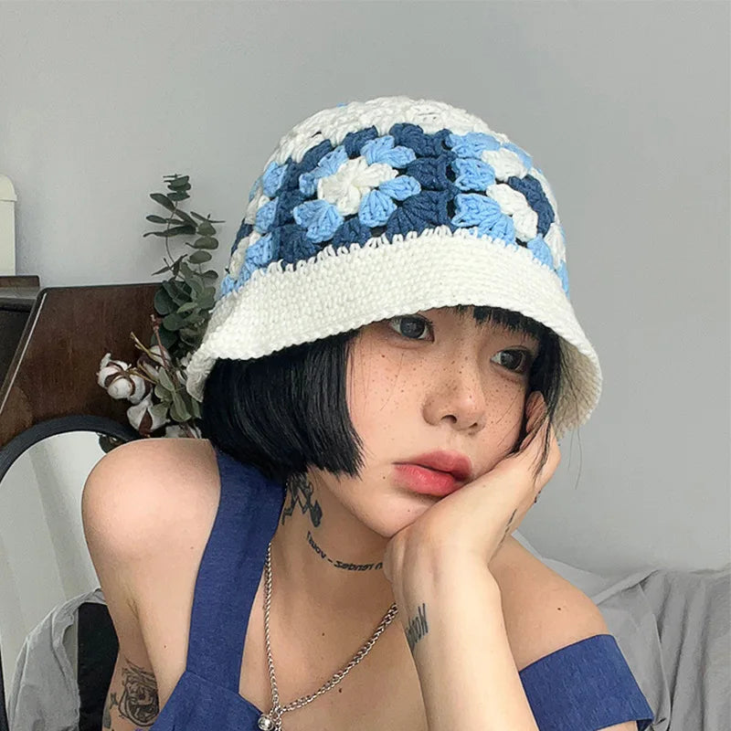 Women's Hollow Flower Crochet Bucket Hat