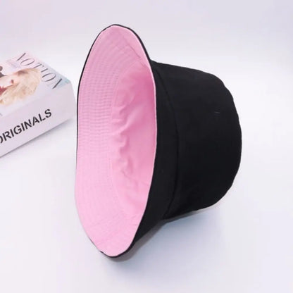 Double Sided Wide Brim Bucket Hat Foldable Sun Cap