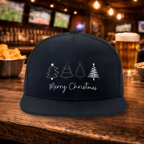 New Christmas Tree Print Flat Brim Snapback Cap