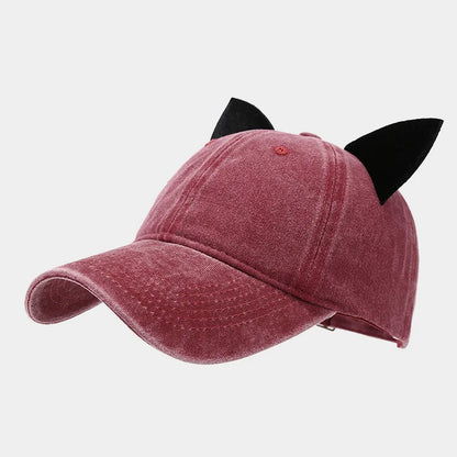 Cute Cat Ears Baseball Cap Women Summer Soft Top Caps