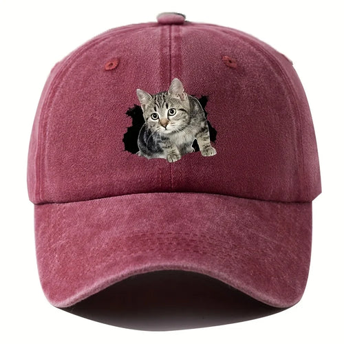 Cute Silly Cat Hiking Baseball Cap