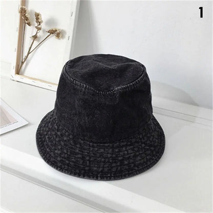 Denim Fabric Unisex Women Men Cotton Bucket Hats