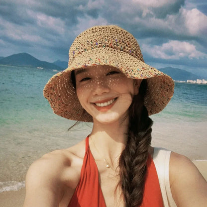 Wide Brim Straw Sunshade Bucket Hat
