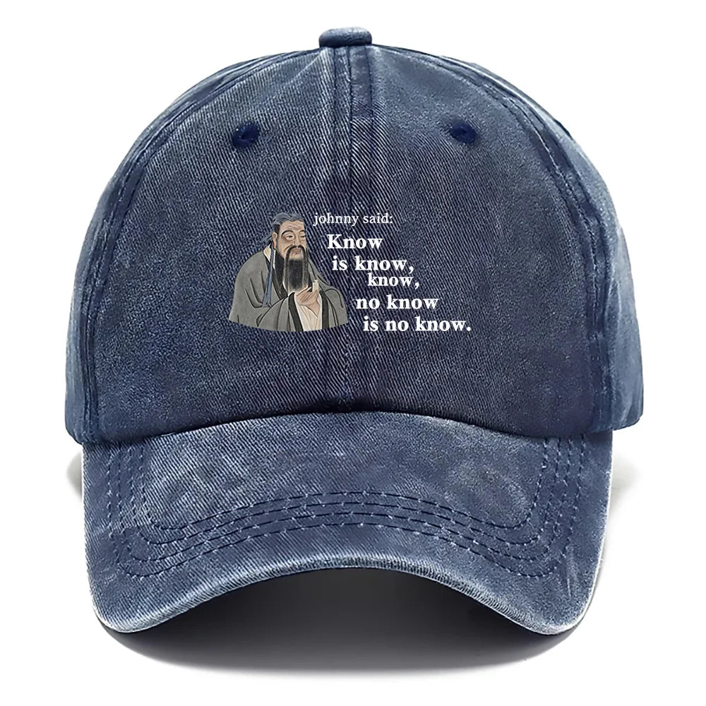 Confucius Print Washed Baseball Cap