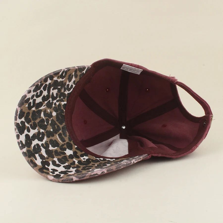 Leopard Patchwork Letter Snapback Baseball Cap