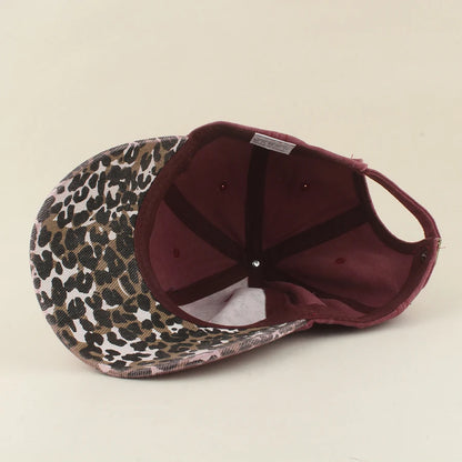 Leopard Patchwork Letter Snapback Baseball Cap