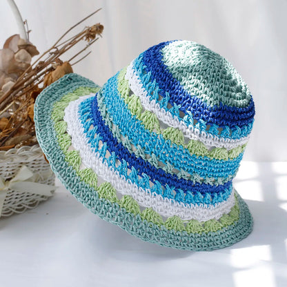 Women's Multicolor Foldable Crochet Bucket Hat