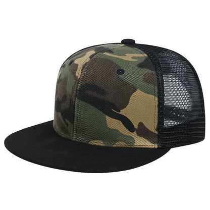 Rivet Embellished Hip-Hop Mesh Visor Snapback Cap