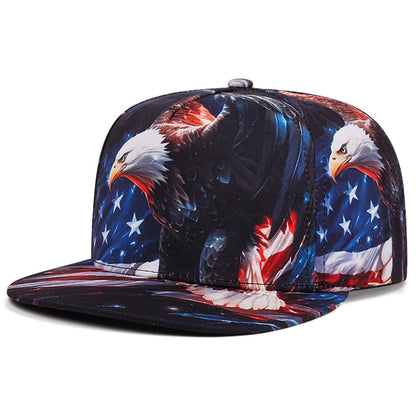 National Flag Printed Streetwear Flat Brim Snapback Cap