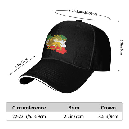 Iran Flag Map With Lion And Sun Emblem Vintage Baseball Caps