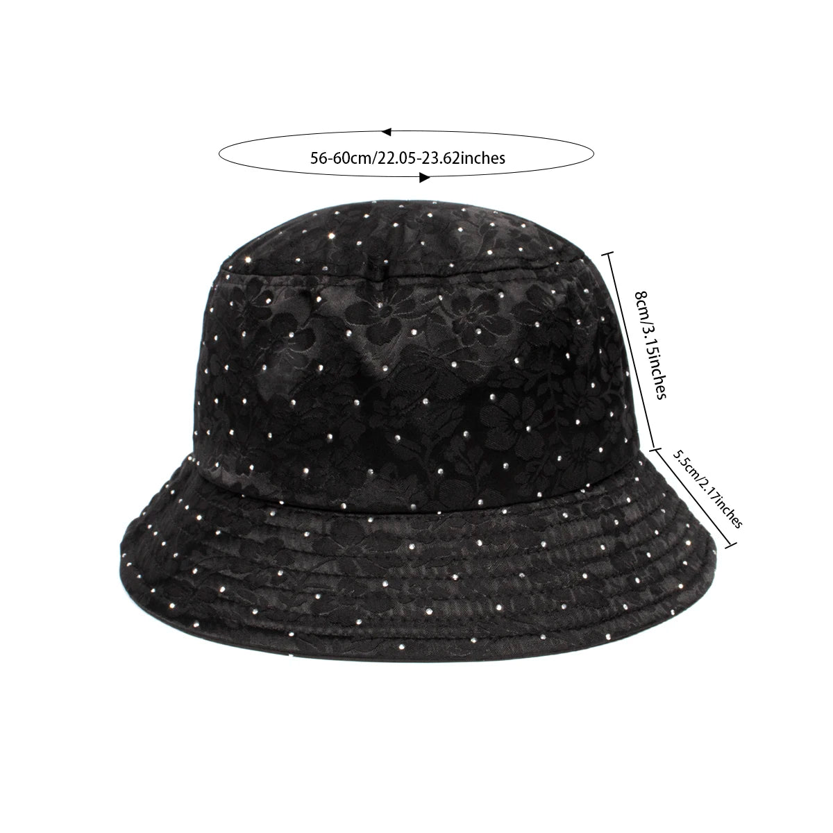 Solid Black Elegant Women Hat Rhinestone Casual