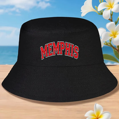 Memphis Arched Red Text Bucket Hat