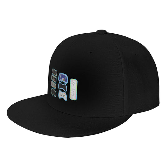 Colorful Vintage Game Controllers Flat Brim Black Snapback Cap