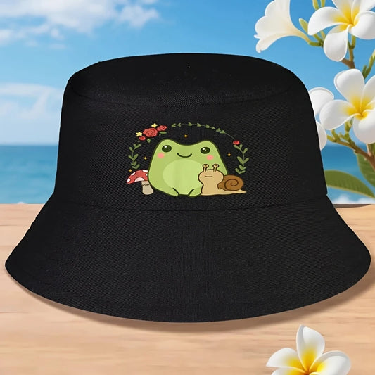 Kawaii Frog Snail Cottagecore Bucket Hat