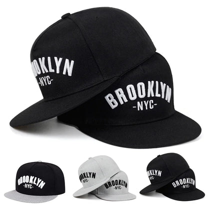 Brooklyn Letter Embroidered Cotton Snapback Cap