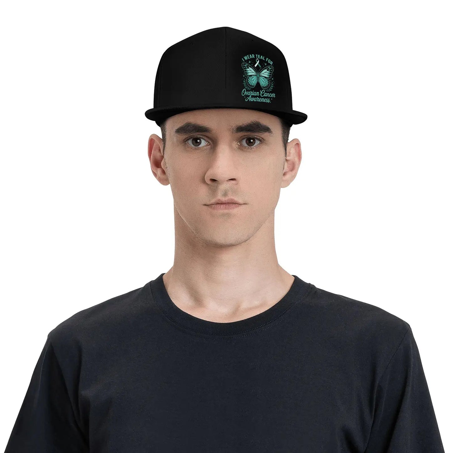 Ovarian Cancer Ribbon Snapback Cap Hat