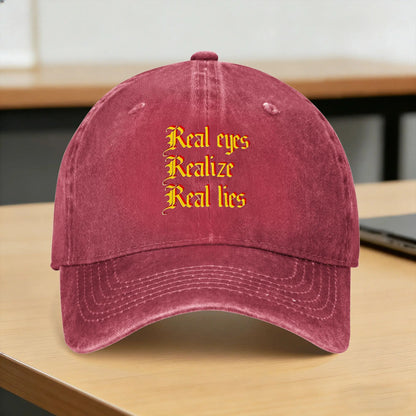 Real Eyes Realize Real Lies Washed Baseball Cap