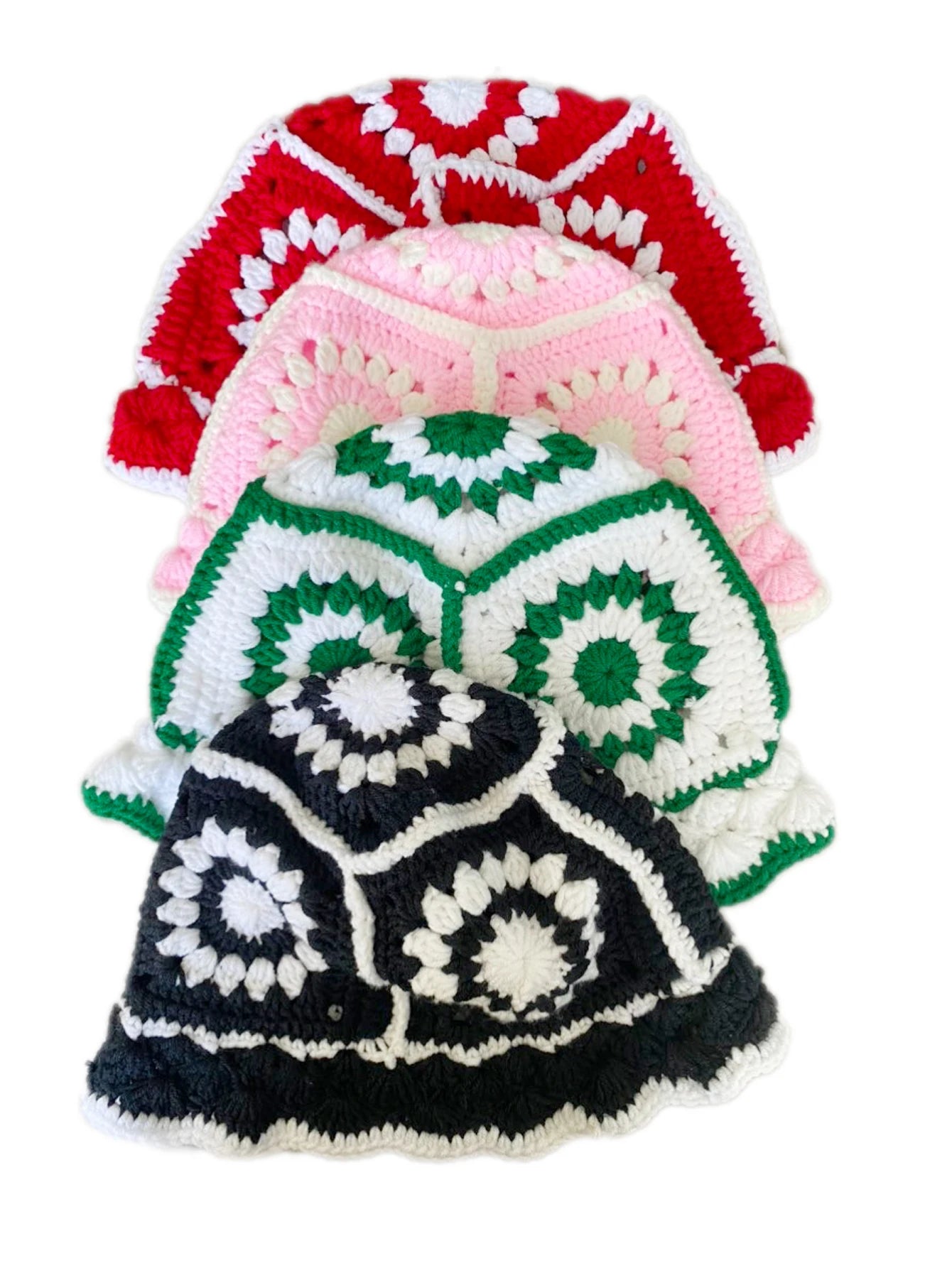 Women's Y2K Crochet Flower Bucket Hat