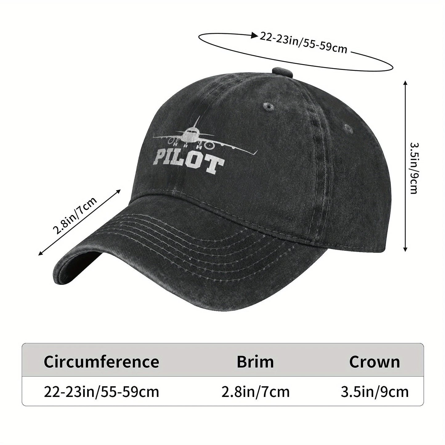 Pilot Airplane Washed Denim Baseball Cap