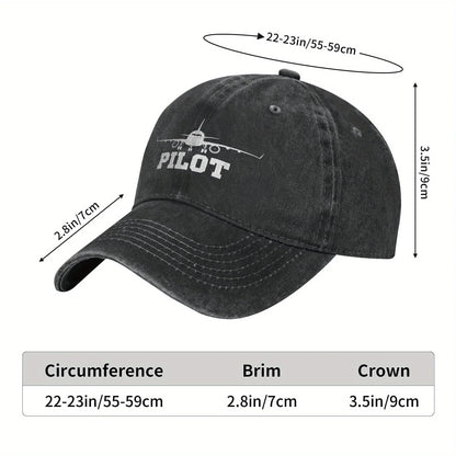 Pilot Airplane Washed Denim Baseball Cap