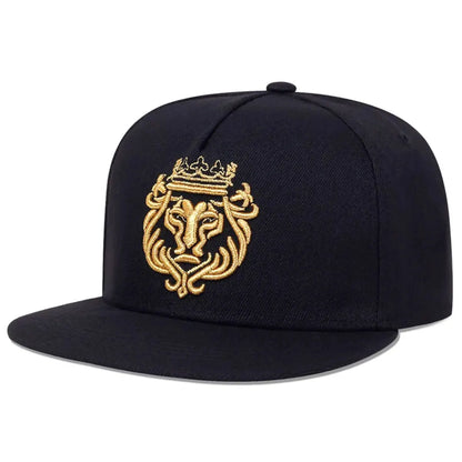 Men Women Lion Embroidered Snapback Cap