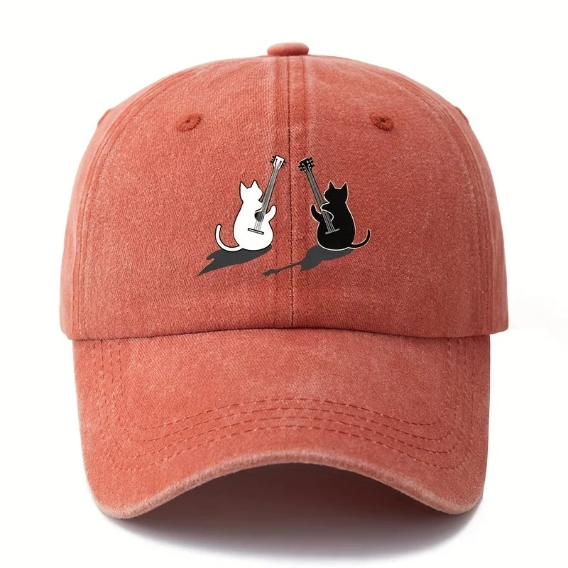 Cat Guitar Pattern Lightweight Duckbill Baseball Cap