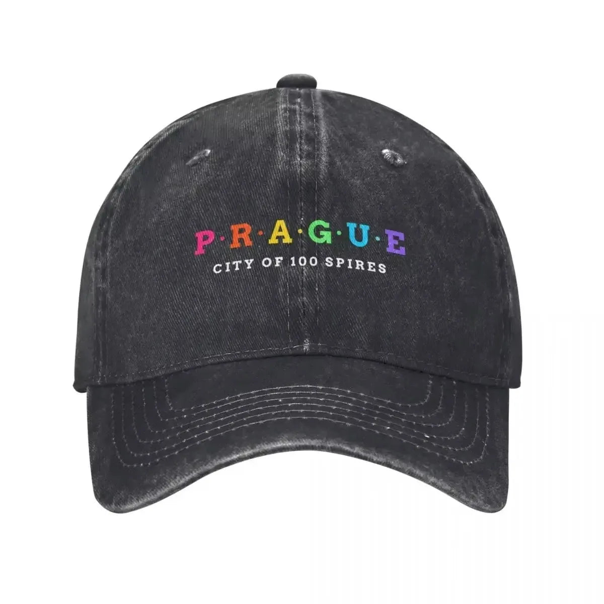 Prague City Of 100 Spires Washed Denim Baseball Cap