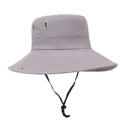 Quick-Dry Wide Brim Bucket Hat With Chin Rope