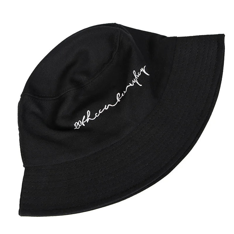 Letter Embroidery Casual Bucket Hat