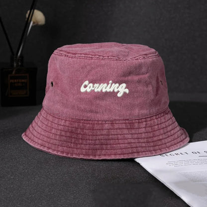 Distressed Duck Embroidered Denim Bucket Hat Streetwear Style