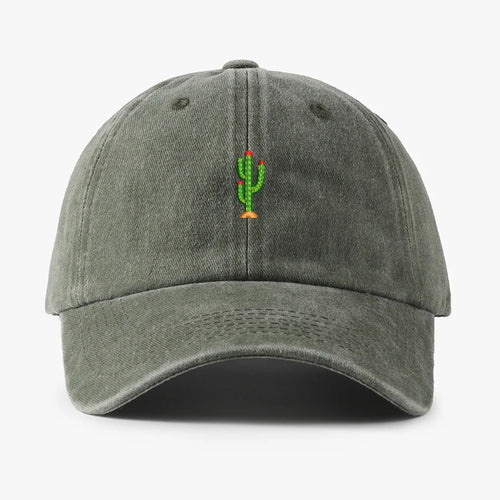 Mini Cactus Embroidery Vintage Soft Baseball Caps Men Women