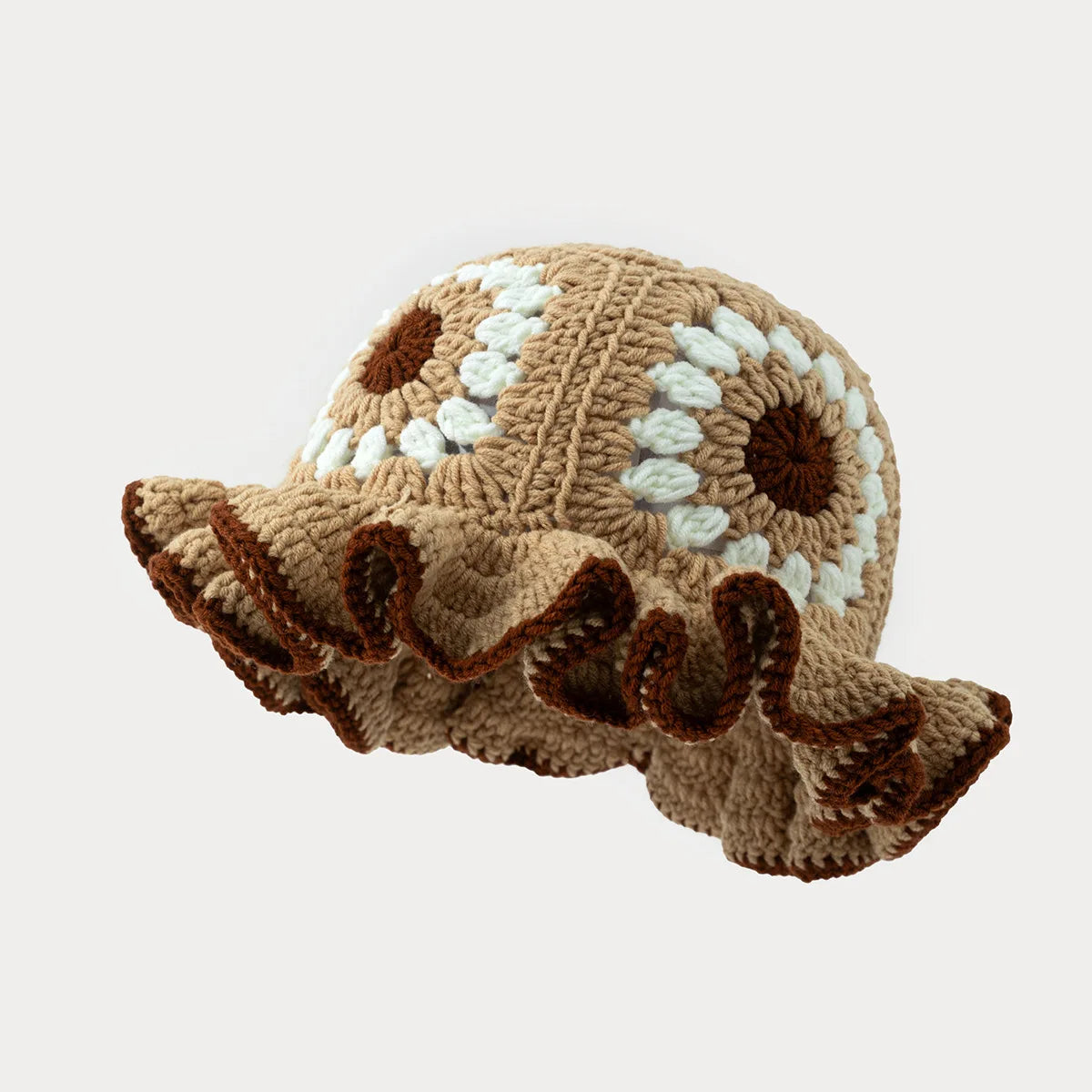 Colorful Floral Crochet Wool Bucket Hat