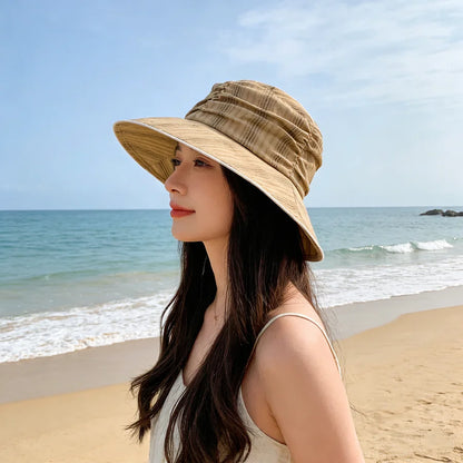 Japanese Style Textured Pleated Fisherman's Hat
