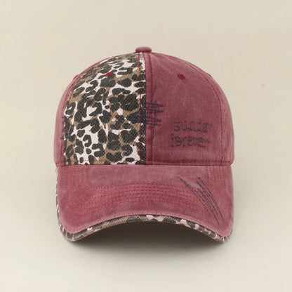 Leopard Patchwork Letter Snapback Baseball Cap