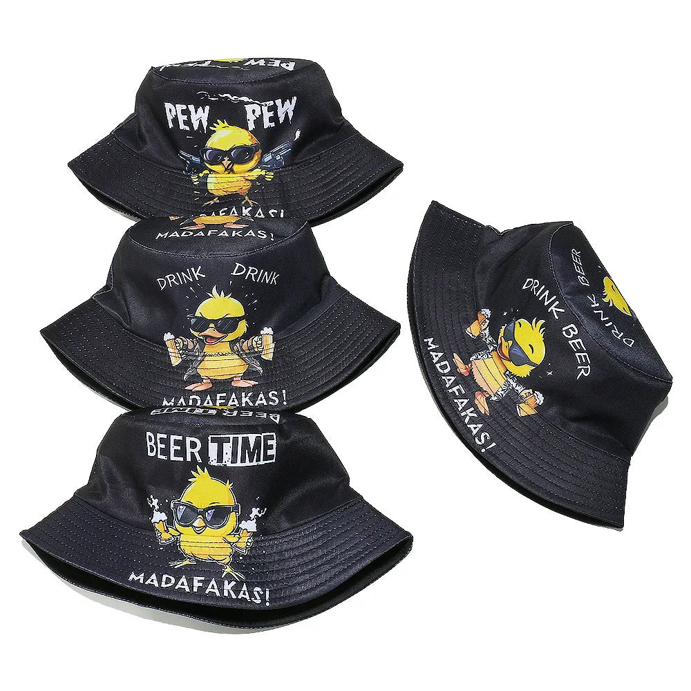 1pc Trendy Printed Double Sided Bucket Hat