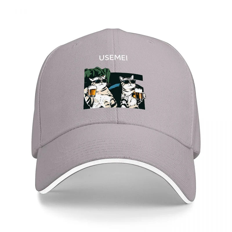 Usemei Cats Drinking Beer Baseball Cap