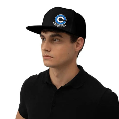 Flat Brim Hats Capsule Corp Print Baseball Cap