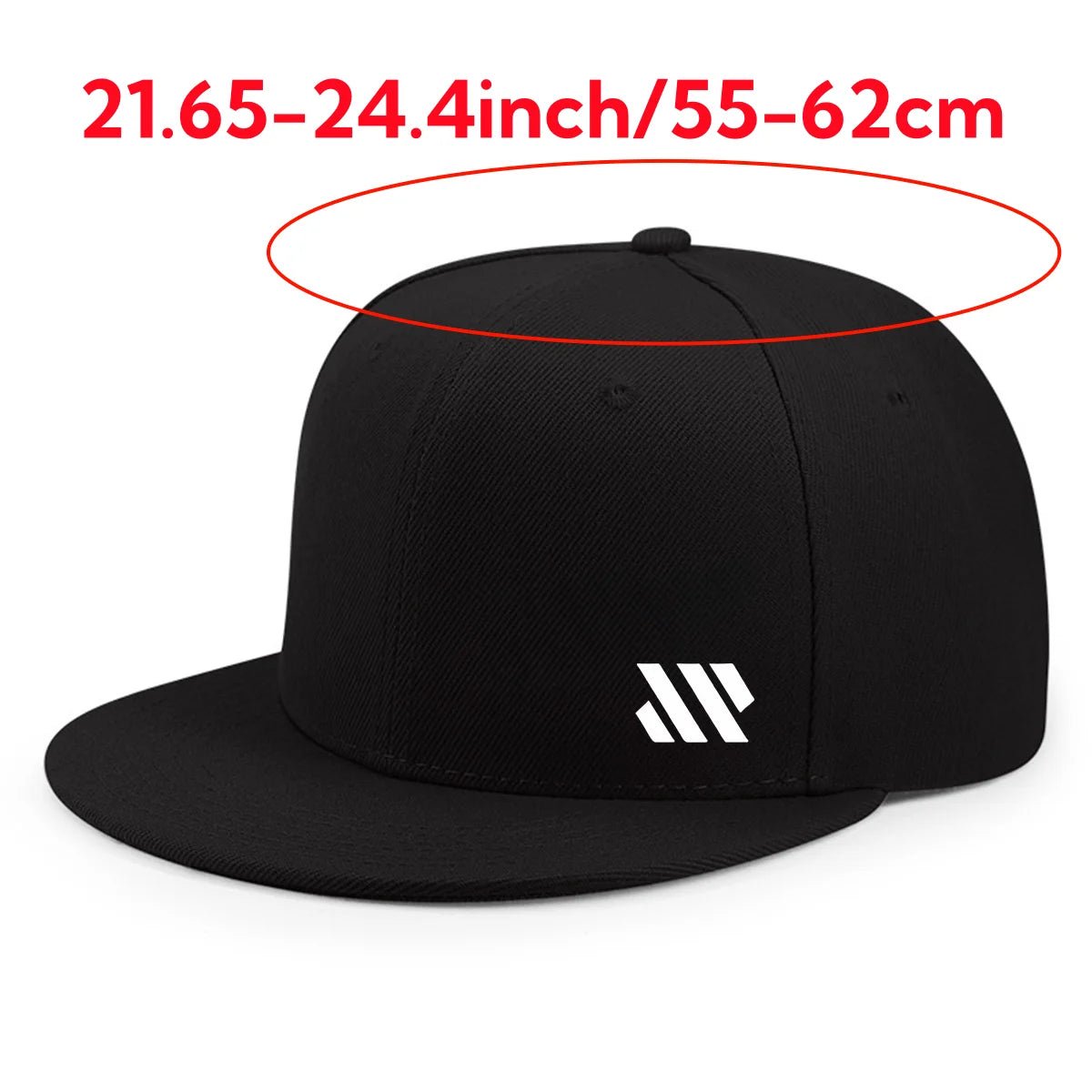 Baseball Hat With White Logo Unisex Adjustable Breathable Flat Brimmed Hat